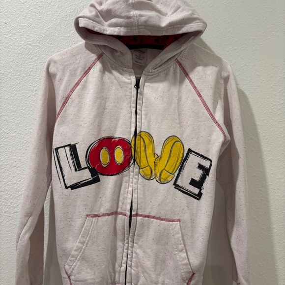 Disney Store Fleece Sweat Long Sleeve Full Zip "LOVE" Size Small - Picture 2 of 8